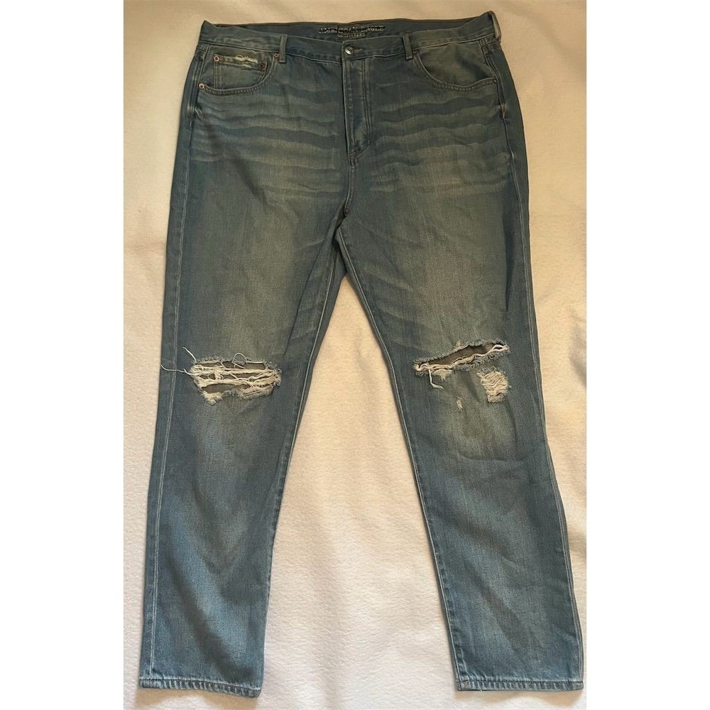 American Eagle Outfitters Hi Rise Girlfriend Jeans Light Wash Distressed 20 Long